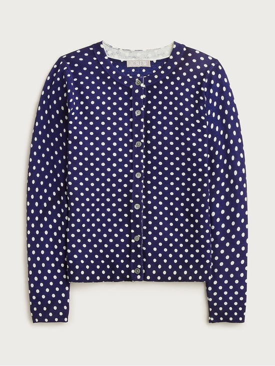 J. Crew Sweaters - J. Crew Women’s Carolyn Cardigan Navy White Polka-Dot 100% Merino Wool sz Med